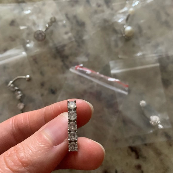 Bellybutton Rings (5) Bundle Dangles & Sparkles & Pearl Silver - Picture 6 of 6